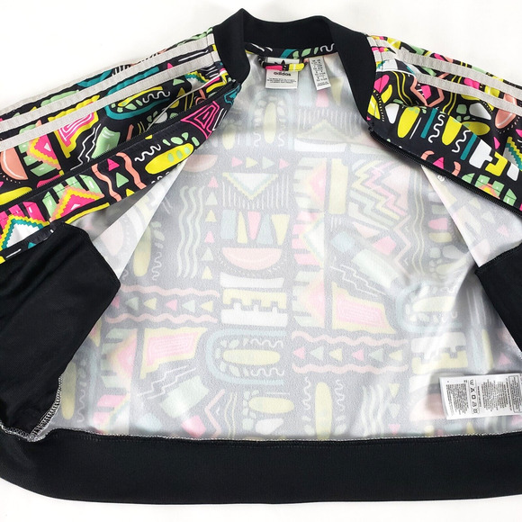 Adidas Girls Size 11-12Y Superstar SST Geometric Track Jacket Cropped Stripes - Picture 2 of 11